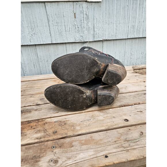 VTG Tony Lama 6361 Black Bullhide Leather Western Buckaroo Riding Boots Men 8D - Picture 3 of 4